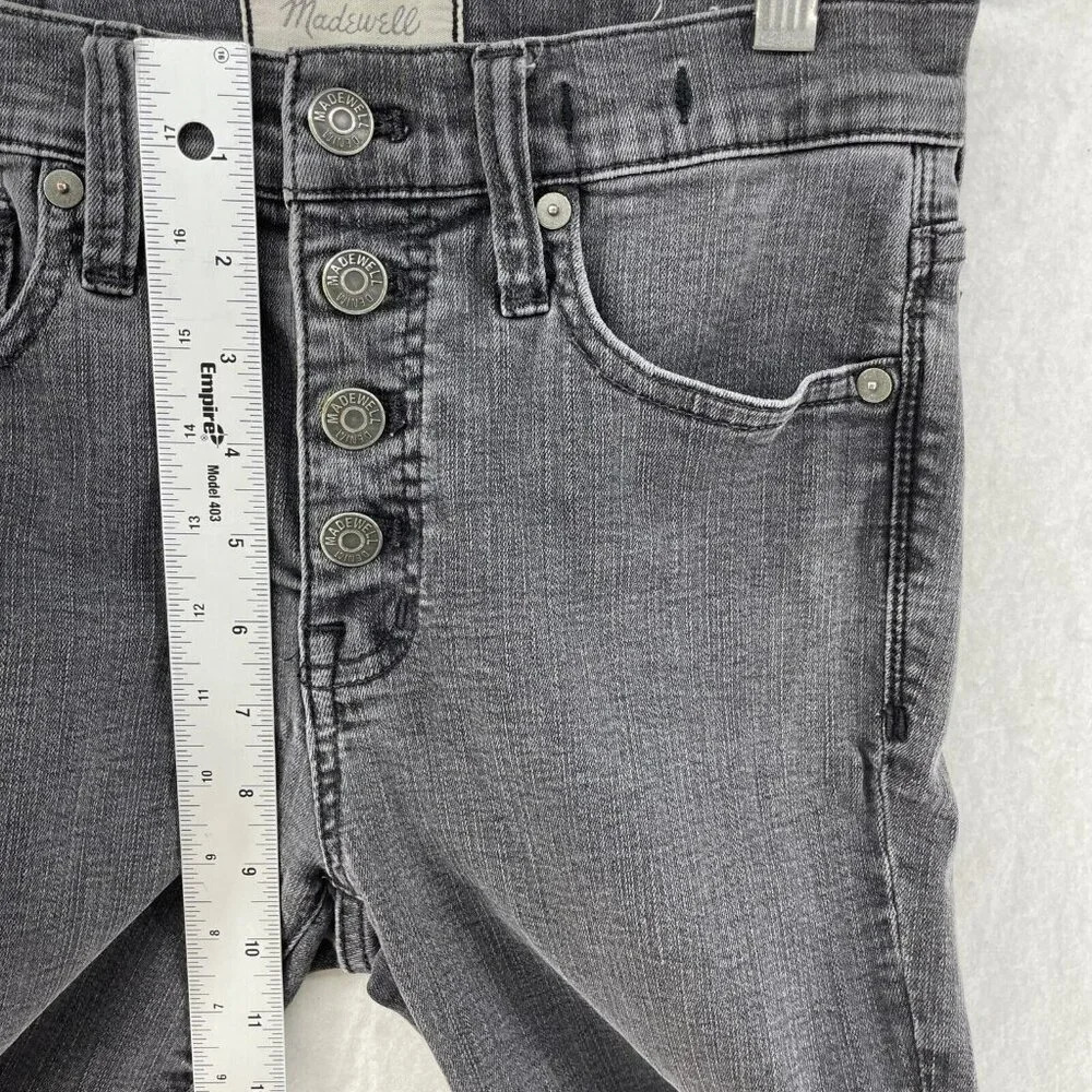 Madewell Jeans Womens 26 Black Wash High Rise Slim Skinny Raw Hem Button Denim - Picture 5 of 11